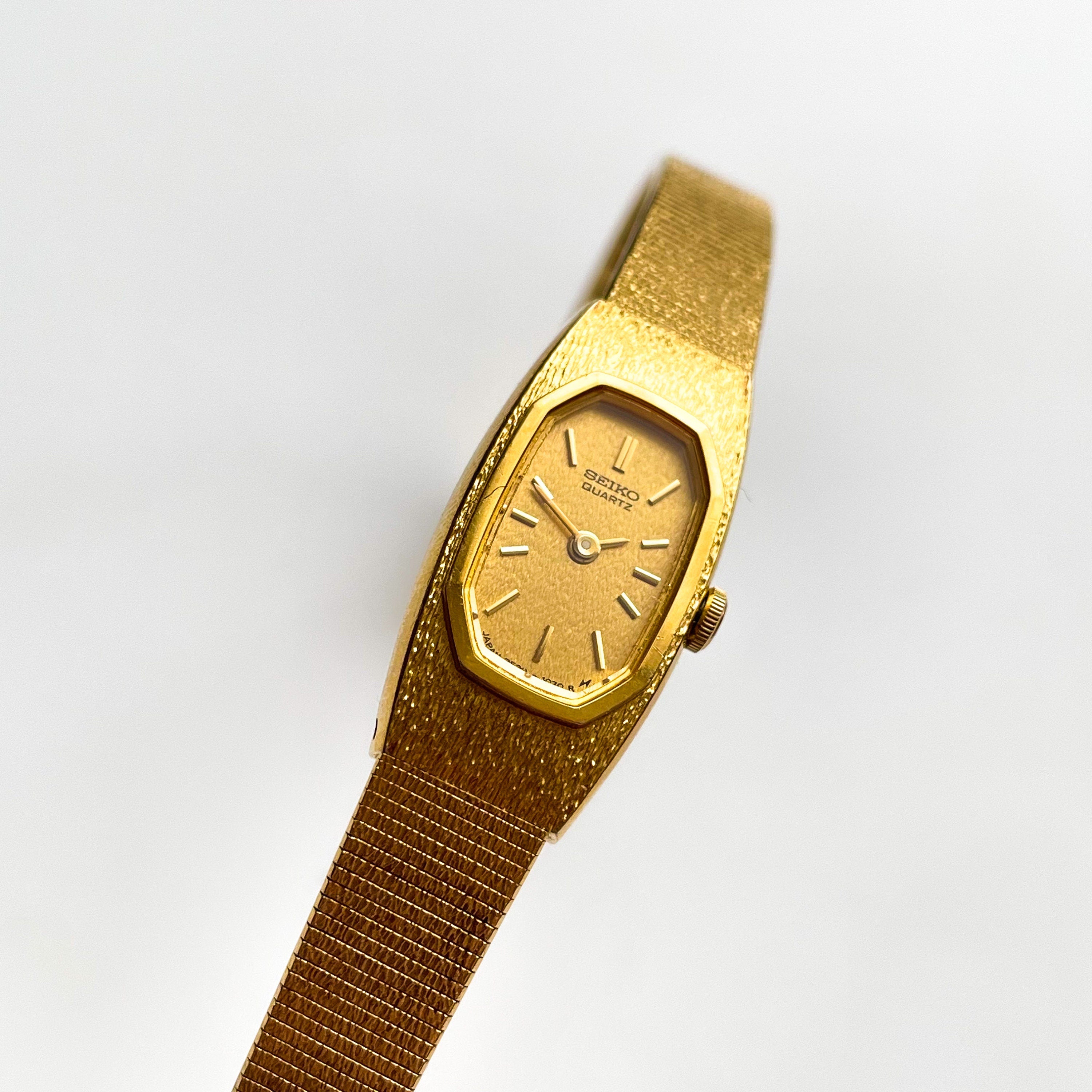 1990s Ladies' Gold-Plated Seiko Quartz Watch with Octagon Dial