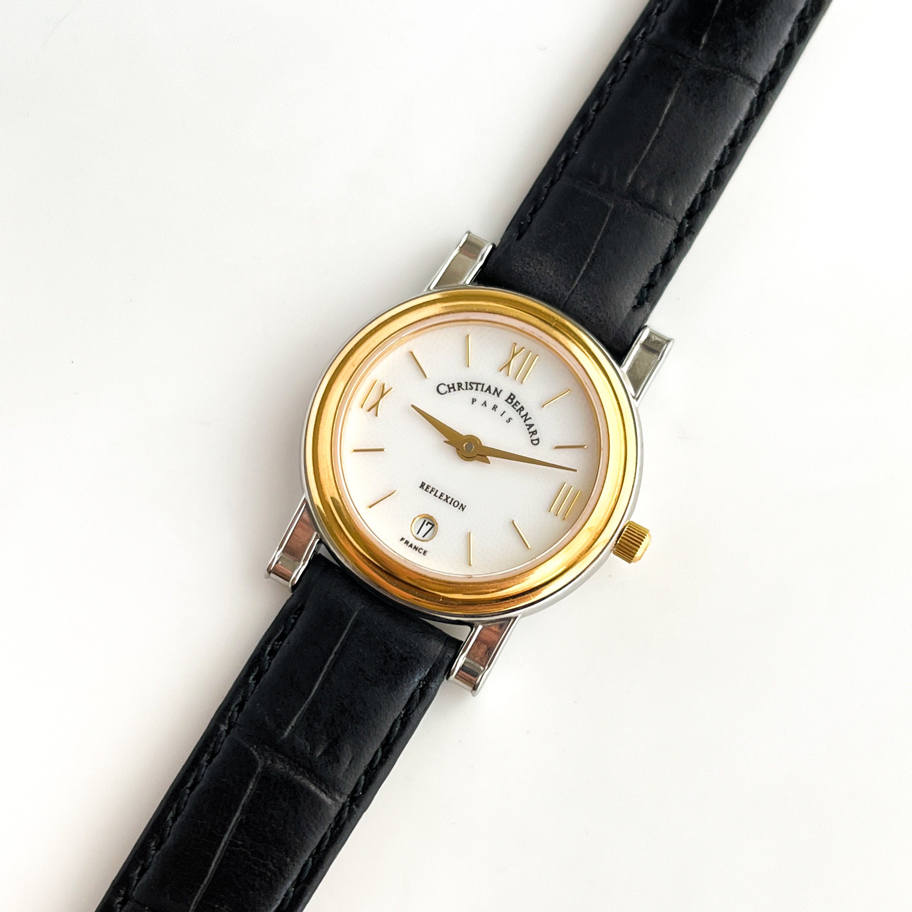 Ladies Gold Plated Christian Bernard Quartz Watch with Black