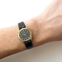 Load image into Gallery viewer, Vintage Gold-Plated Ladies&#39; Citizen Elegance Quartz Watch with Black Leather Strap
