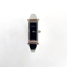 Load image into Gallery viewer, Vintage Silver-Tone Gucci Bangle Quartz Watch with Black Dial
