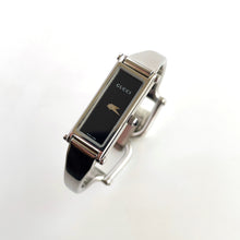 Load image into Gallery viewer, Vintage Silver-Tone Gucci Bangle Quartz Watch with Black Dial
