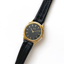 Load image into Gallery viewer, Vintage Gold-Plated Ladies&#39; Citizen Elegance Quartz Watch with Black Leather Strap
