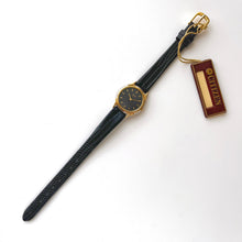 Load image into Gallery viewer, Vintage Gold-Plated Ladies&#39; Citizen Elegance Quartz Watch with Black Leather Strap
