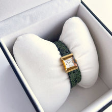 Load image into Gallery viewer, Boxed Gucci G Frame Watch with Square Mother of Pearl Dial and Double Green Leather Wristband
