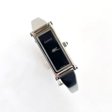 Load image into Gallery viewer, Vintage Silver-Tone Gucci Bangle Quartz Watch with Black Dial
