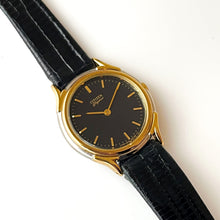 Load image into Gallery viewer, Vintage Gold-Plated Ladies&#39; Citizen Elegance Quartz Watch with Black Leather Strap
