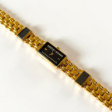 Load image into Gallery viewer, Very Rare 1990s Gold-Plated Lassale (Seiko) Quartz Watch with Black Diamond-Set Dial
