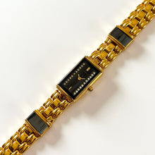 Load image into Gallery viewer, Very Rare 1990s Gold-Plated Lassale (Seiko) Quartz Watch with Black Diamond-Set Dial
