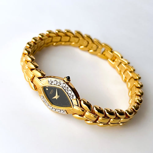 Rare Vintage 1993 Gold-Plated Ladies' Seiko Quartz Watch With Diamond Bezel