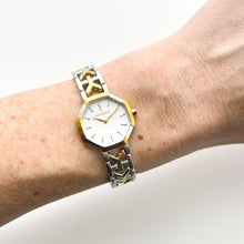 Load image into Gallery viewer, Vintage 90s Yves Saint Laurent Ladies&#39; Quartz Watch with Two-Tone Bracelet and White Octagon Dial
