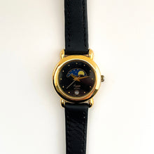 Load image into Gallery viewer, Vintage Ladies&#39; Everite Moon Phase Quartz Watch with Black Leather Strap
