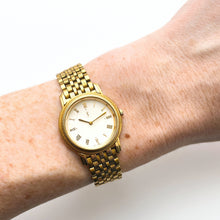 Load image into Gallery viewer, Vintage 90s Yves Saint Laurent Ladies&#39; Quartz Watch with Gold-Plated Bracelet and White Dial
