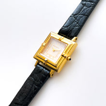 Load image into Gallery viewer, Vintage Gold-Plated Yves Saint Laurent Ladies&#39; Tank-Style Quartz Watch with Black Leather Strap
