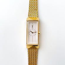 Load image into Gallery viewer, Vintage 90s Yves Saint Laurent Ladies&#39; Quartz Watch with Gold-Plated Bracelet and White Dial
