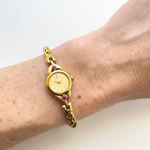 Load image into Gallery viewer, Very Rare 1990 Gold-Plated Seiko Jewellery Quartz Watch with Tiny Dial, Thin Twisted Bracelet and Two Rubies
