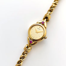 Load image into Gallery viewer, Very Rare 1990 Gold-Plated Seiko Jewellery Quartz Watch with Tiny Dial, Thin Twisted Bracelet and Two Rubies
