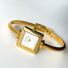 Load image into Gallery viewer, 90s Gold-Plated Gucci Bangle Watch with Square Dial
