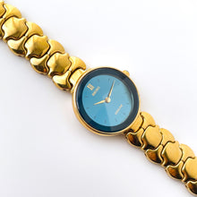 Load image into Gallery viewer, Rare 1990s Gold-Plated Seiko Exceline Quartz Watch with Metallic Blue Dial
