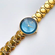 Load image into Gallery viewer, Rare 1990s Gold-Plated Seiko Exceline Quartz Watch with Metallic Blue Dial
