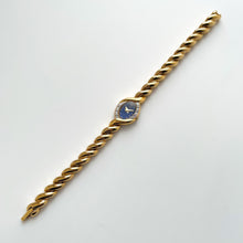 Load image into Gallery viewer, Rare Vintage 1990s Gold-Plated Ladies&#39; Seiko Quartz Watch With Blue Dial and Diamond Bezel
