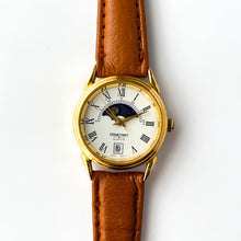 Load image into Gallery viewer, Vintage Constant Sun &amp; Moon Phase Quartz Watch with Light Brown Leather Strap
