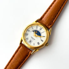 Load image into Gallery viewer, Vintage Constant Sun &amp; Moon Phase Quartz Watch with Light Brown Leather Strap
