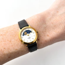 Load image into Gallery viewer, Vintage Constant Sun &amp; Moon Phase Quartz Watch with Dark Brown Leather Strap
