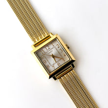 Load image into Gallery viewer, Ladies&#39; Gold-Tone Timex Quartz Watch with Square Silver Dial
