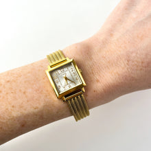 Load image into Gallery viewer, Ladies&#39; Gold-Tone Timex Quartz Watch with Square Silver Dial
