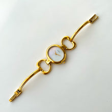 Load image into Gallery viewer, 1990s Gucci Quartz Watch with Mother of Pearl Dial and Semi Bangle Bracelet
