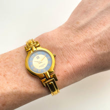 Load image into Gallery viewer, Vintage 1990s Gold-Plated Ladies&#39; Givenchy Bangle Quartz Watch with Blue and Gold Dial
