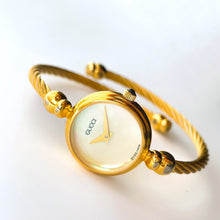 Load image into Gallery viewer, Vintage Ladies&#39; Gold-Tone Gucci Bangle Quartz Watch with Mother of Pearl Dial
