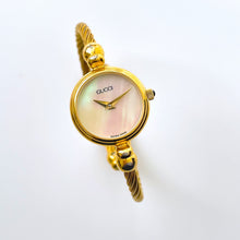 Load image into Gallery viewer, Vintage Ladies&#39; Gold-Tone Gucci Bangle Quartz Watch with Mother of Pearl Dial
