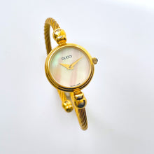 Load image into Gallery viewer, Vintage Ladies&#39; Gold-Tone Gucci Bangle Quartz Watch with Mother of Pearl Dial
