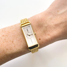 Load image into Gallery viewer, Vintage 90s Yves Saint Laurent Ladies&#39; Quartz Watch with Gold-Plated Bracelet and White Dial
