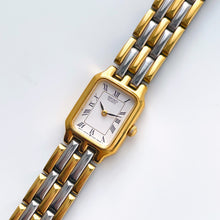 Load image into Gallery viewer, Vintage 1990s Two-Tone Ladies&#39; Seiko Quartz Watch With Tank-Like Dial and Roman Numerals
