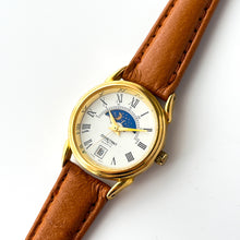 Load image into Gallery viewer, Vintage Constant Sun &amp; Moon Phase Quartz Watch with Light Brown Leather Strap
