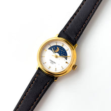 Load image into Gallery viewer, Vintage Constant Sun &amp; Moon Phase Quartz Watch with Dark Brown Leather Strap
