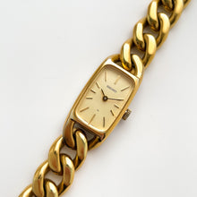 Load image into Gallery viewer, 1970 Vintage Gold-Tone Seiko Mechanical Watch with Curb Chain Bracelet and Rectangular Dial
