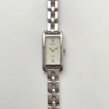 Load image into Gallery viewer, Vintage 1990s Silver-Tone Ladies&#39; Seiko Tissé Quartz Watch With Rectangular Dial
