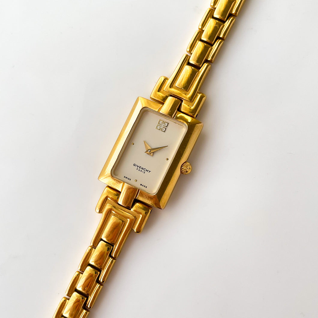 Vintage 1990s Gold-Plated Ladies' Givenchy Quartz Watch with Beige Dial