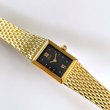 Load image into Gallery viewer, 1990s Ladies&#39; Gold-Plated Seiko Quartz Watch with Black Rectangular Dial
