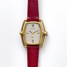 Load image into Gallery viewer, Rare Vintage 1970s Ladies&#39; Dior x Bulova Collection Mechanical Watch with Red Leather Strap
