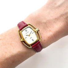 Load image into Gallery viewer, Rare Vintage 1970s Ladies&#39; Dior x Bulova Collection Mechanical Watch with Red Leather Strap
