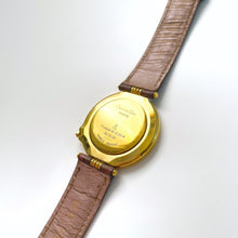 Load image into Gallery viewer, Vintage Christian Dior Gold-Plated Unisex Quartz Watch with Brown Leather Strap
