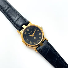 Load image into Gallery viewer, 90s Gold-Plated Ladies&#39; Gucci Quartz Watch with Black Leather Strap - Boxed
