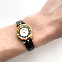 Load image into Gallery viewer, 80s Ladies&#39; Gucci Quartz Watch with Beige and Black Dial and Leather Strap - Boxed
