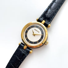 Load image into Gallery viewer, 80s Ladies&#39; Gucci Quartz Watch with Beige and Black Dial and Leather Strap - Boxed
