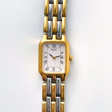 Load image into Gallery viewer, Vintage 1990s Two-Tone Ladies&#39; Seiko Quartz Watch With Tank-Like Dial and Roman Numerals
