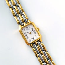 Load image into Gallery viewer, Vintage 1990s Two-Tone Ladies&#39; Seiko Quartz Watch With Tank-Like Dial and Roman Numerals
